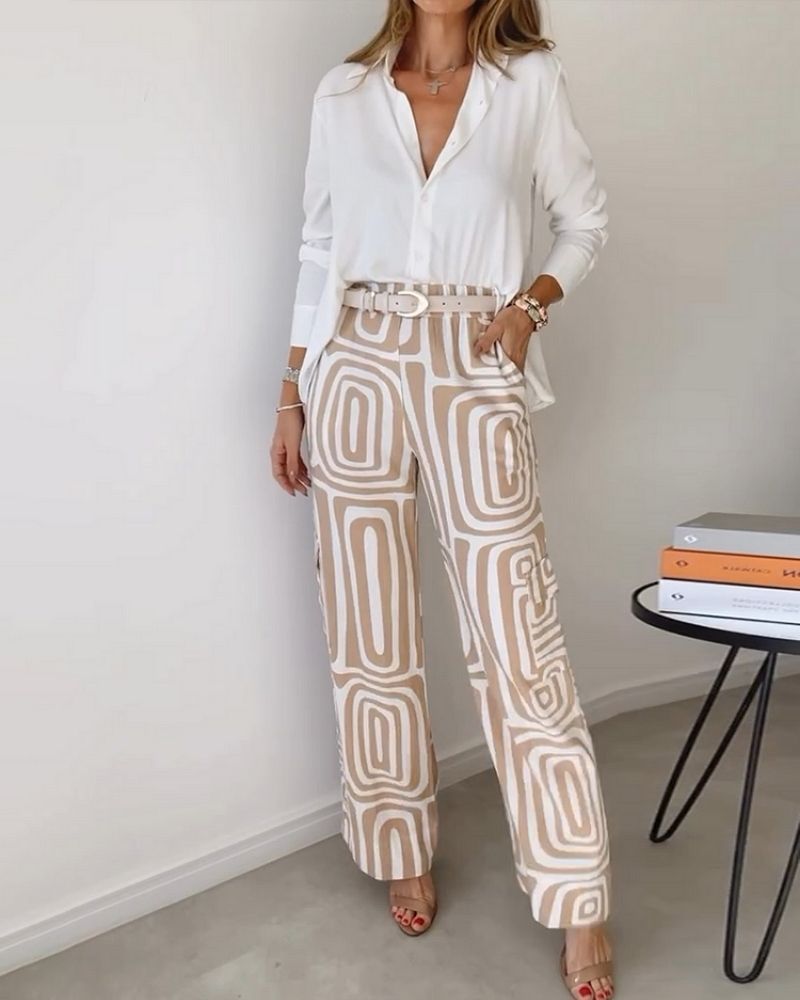 Bela Candela - Ensemble Deux Pièces Chic – Chemise Fluide et Pantalon Élégant