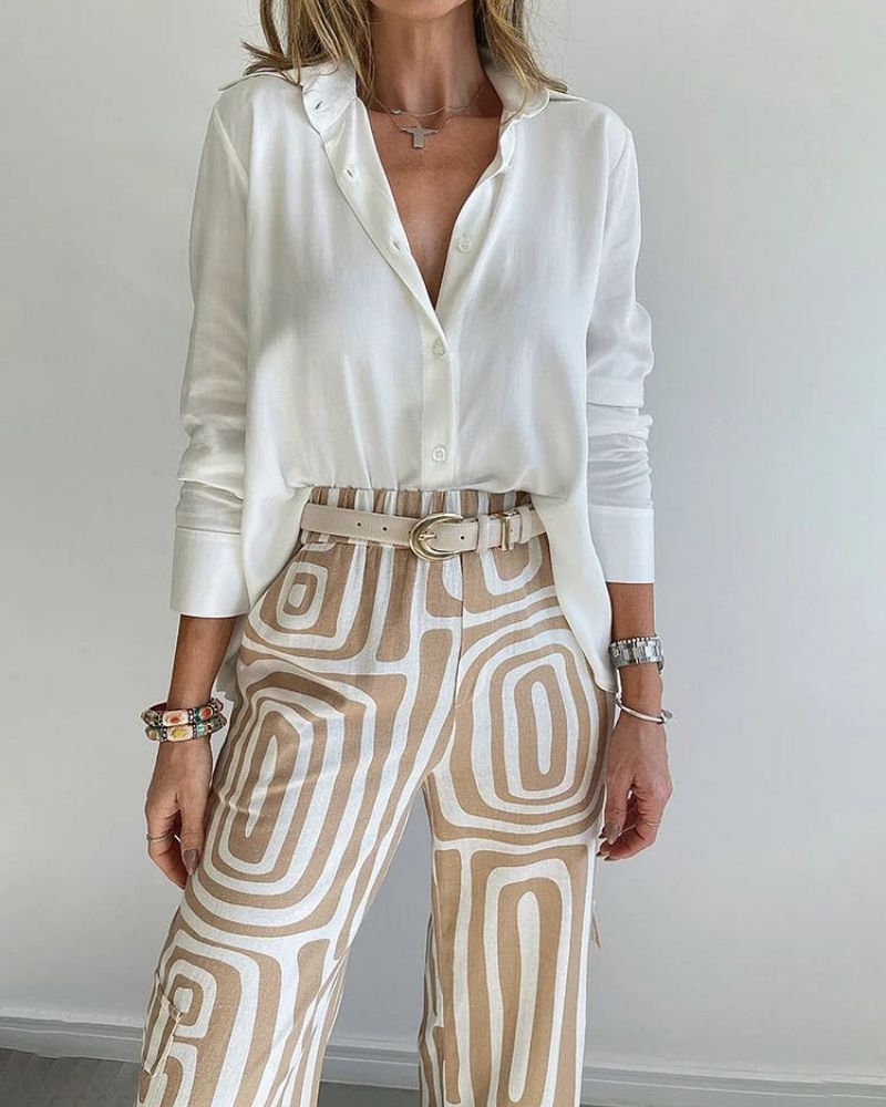 Bela Candela - Ensemble Deux Pièces Chic – Chemise Fluide et Pantalon Élégant