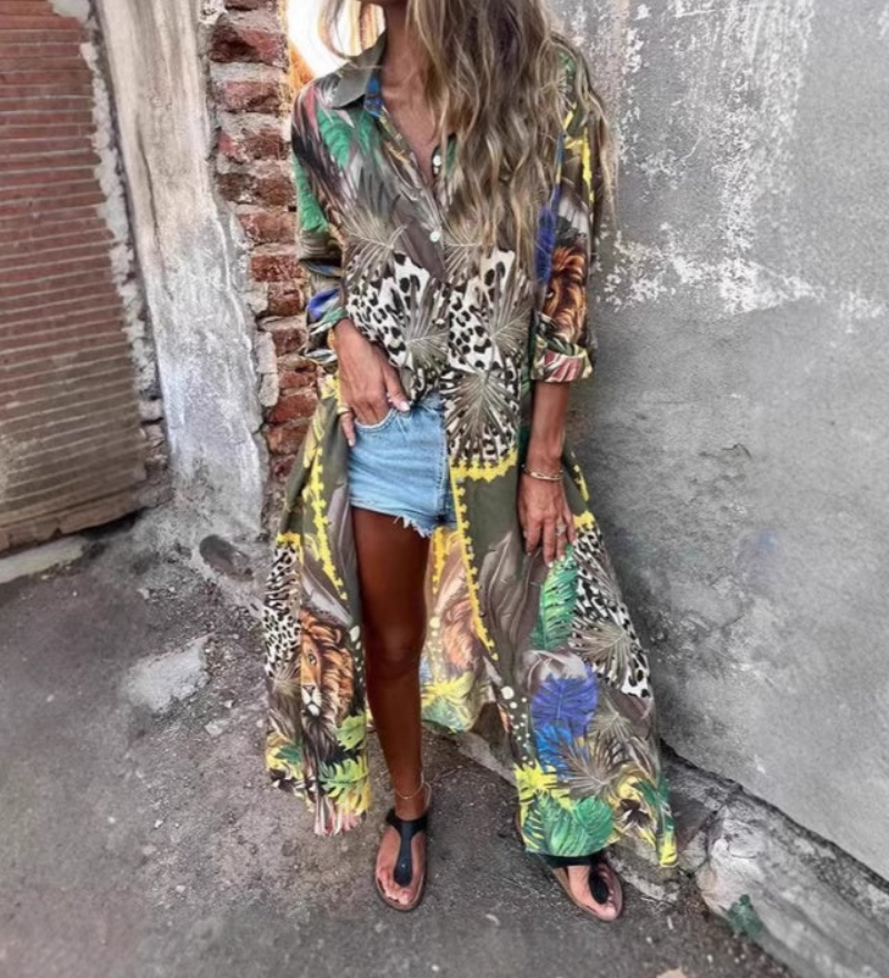 Marova – Robe Imprimée À Manches Longues