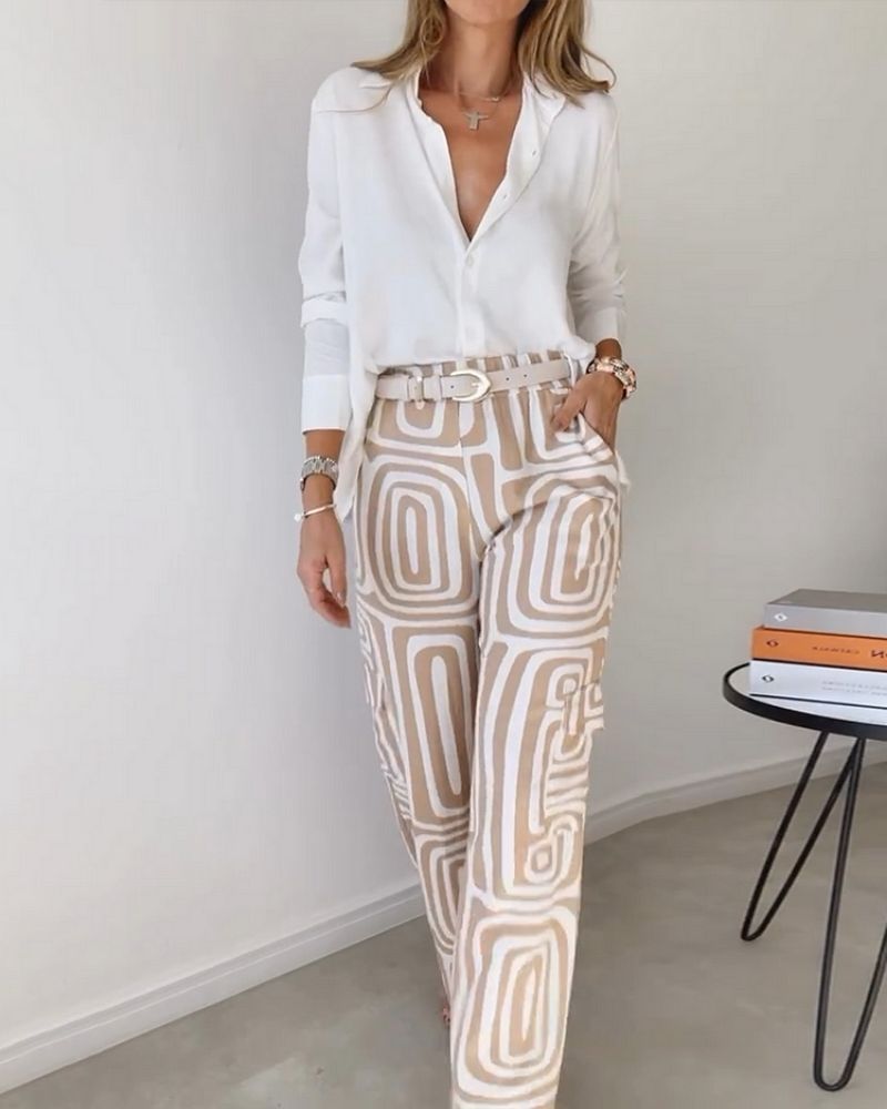 Bela Candela - Ensemble Deux Pièces Chic – Chemise Fluide et Pantalon Élégant