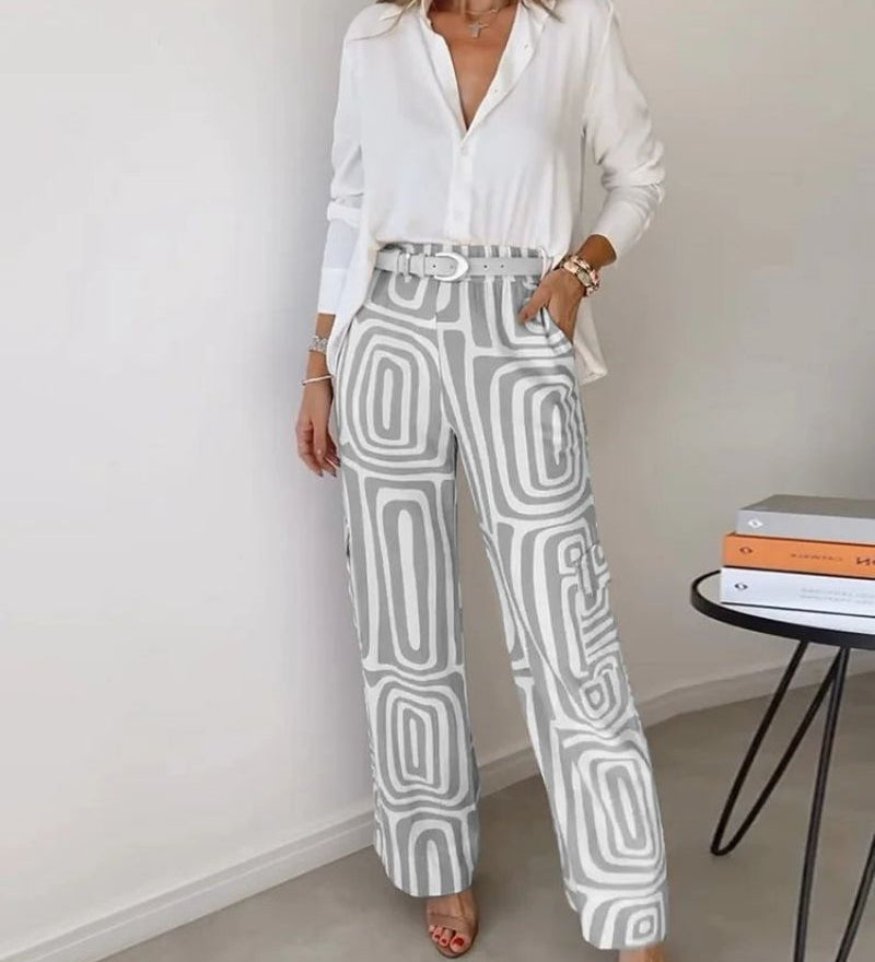 Bela Candela - Ensemble Deux Pièces Chic – Chemise Fluide et Pantalon Élégant