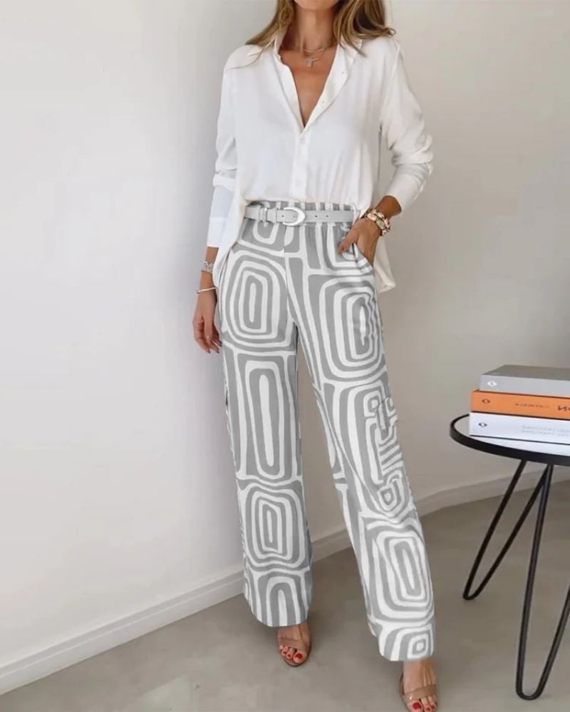 Bela Candela - Ensemble Deux Pièces Chic – Chemise Fluide et Pantalon Élégant