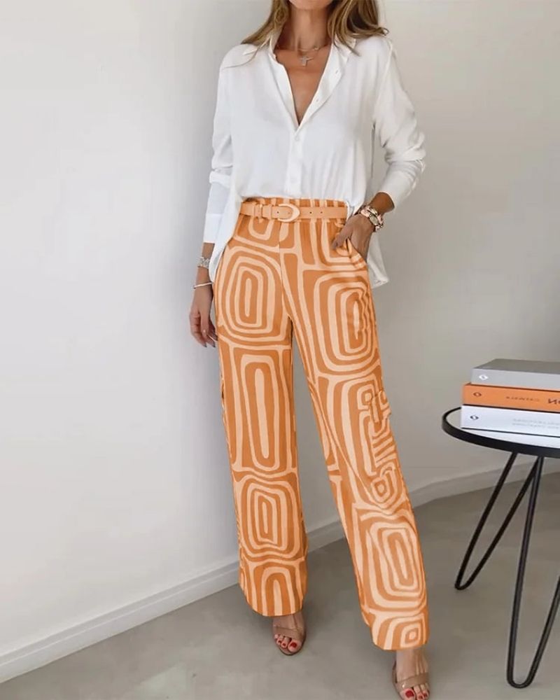 Bela Candela - Ensemble Deux Pièces Chic – Chemise Fluide et Pantalon Élégant