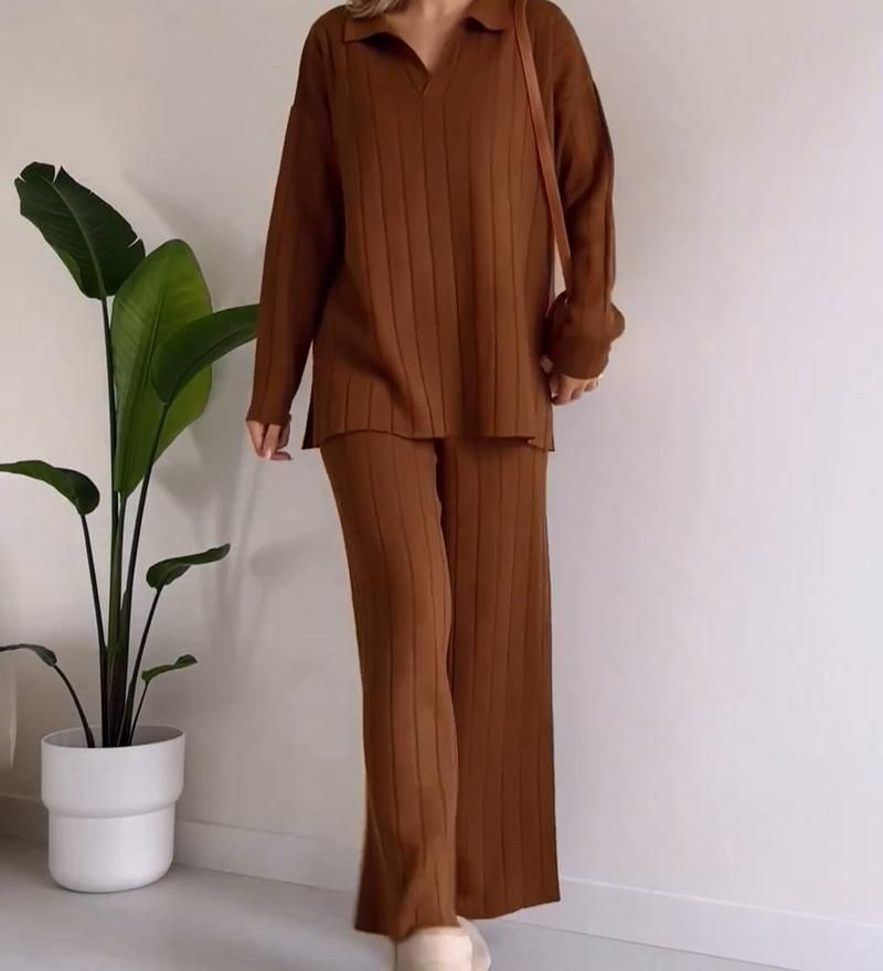 Navone - Rayure De Fosse Élégante Ensemble Deux Pièces