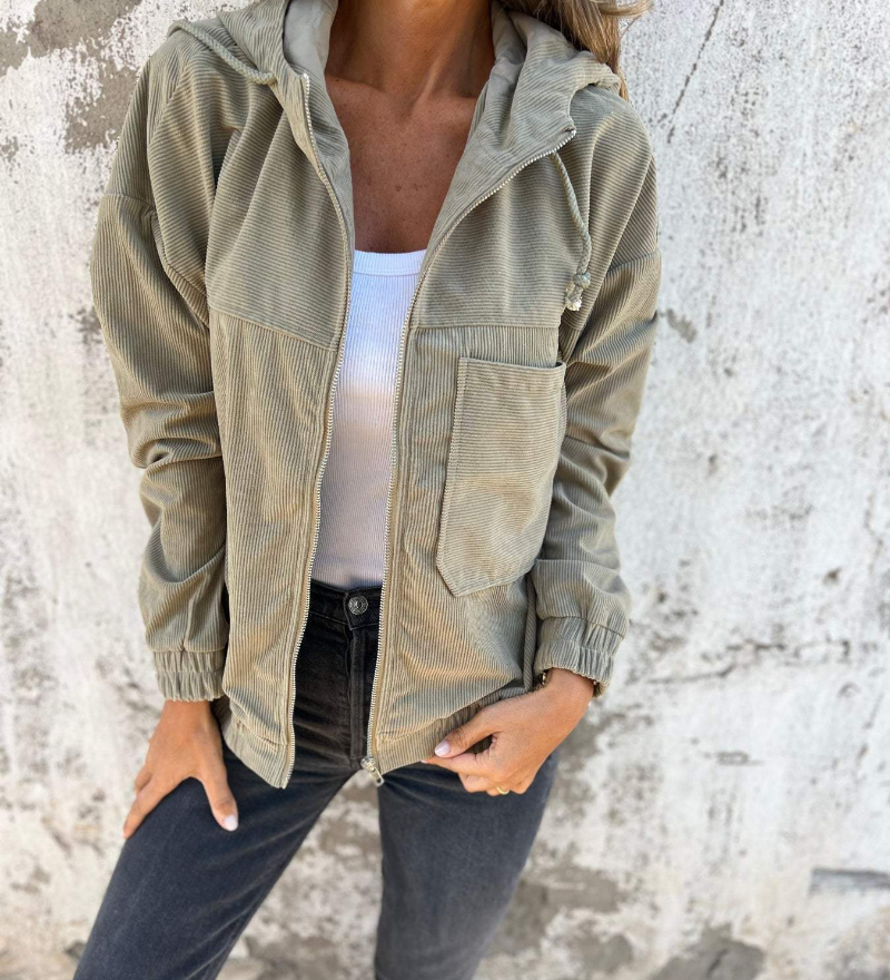 Danna - Veste À Capuche En Velours Côtelé Avec Fermeture Éclair