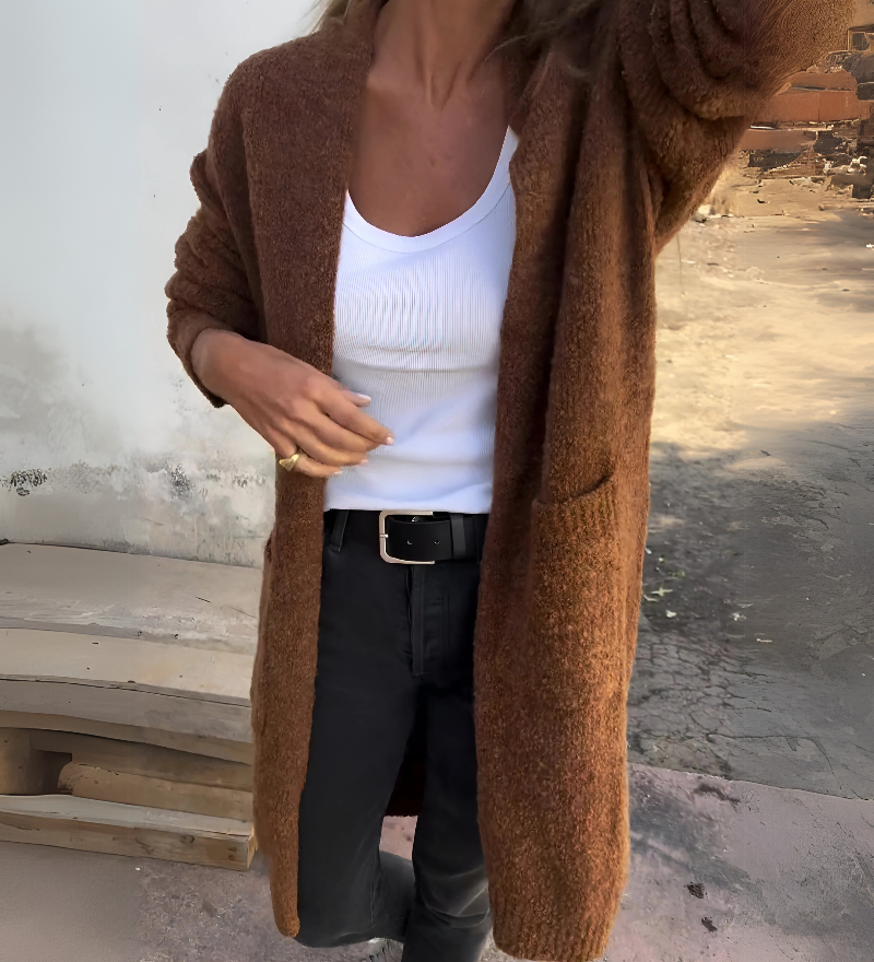 Cardigan Décontracté En Maille Avec Poches