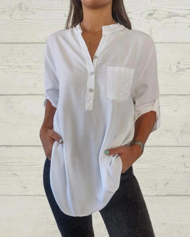 Eline - Chemise Élégante À Col En V