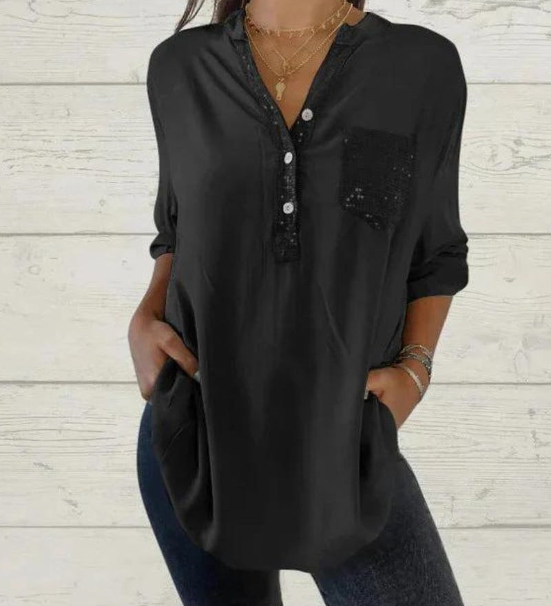 Eline - Chemise Élégante À Col En V