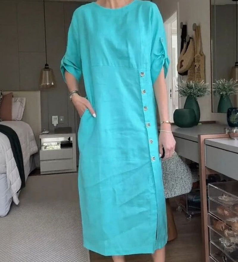 Saroma – Robe Midi En Coton Et Lin