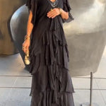 Bela Valiere - Robe Fluide à Col V – Élégance Chic et Moderne