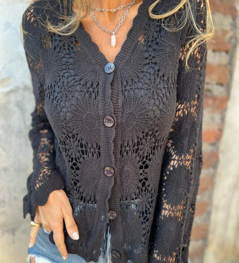 Nalie - Gilet En Dentelle Crochet Avec Boutons