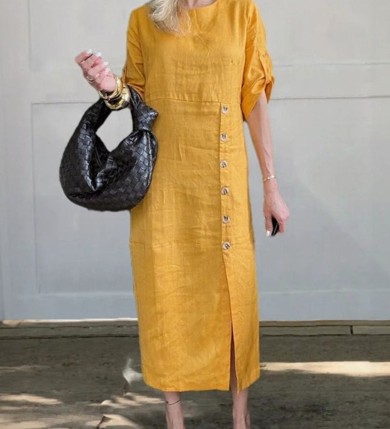 Saroma – Robe Midi En Coton Et Lin