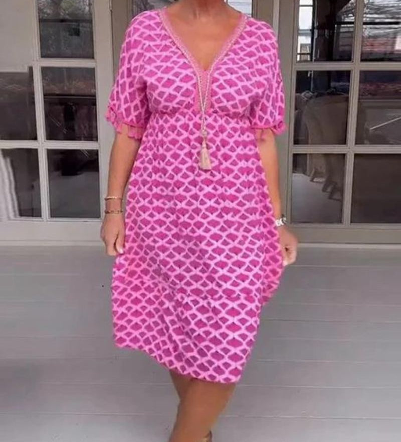 Arenas - Robe À Col En V Avec Imprimé