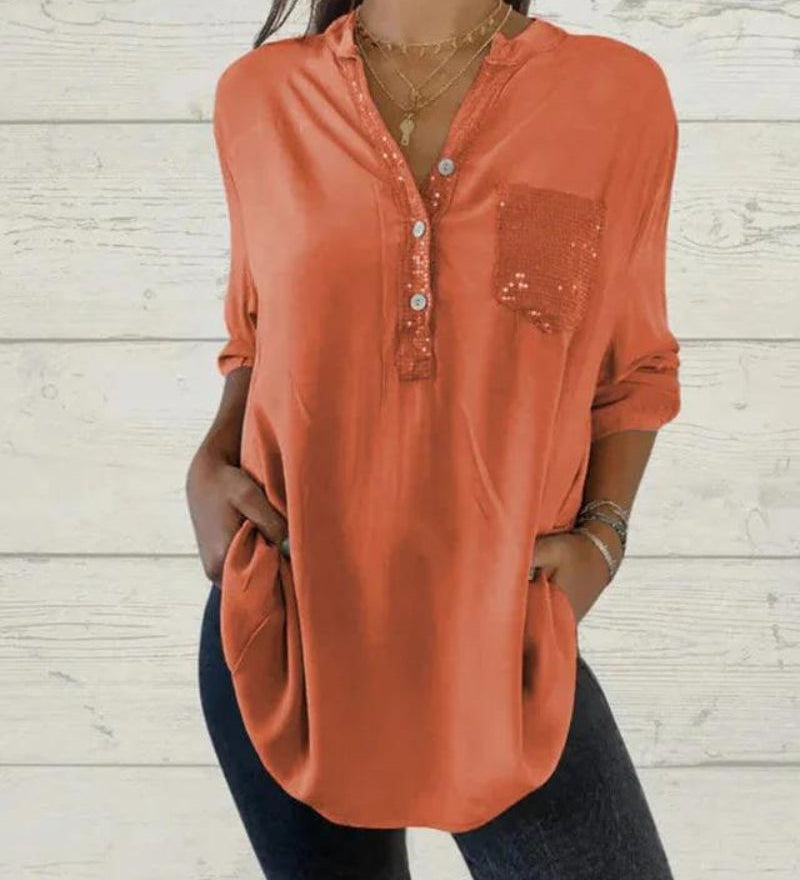 Eline - Chemise Élégante À Col En V