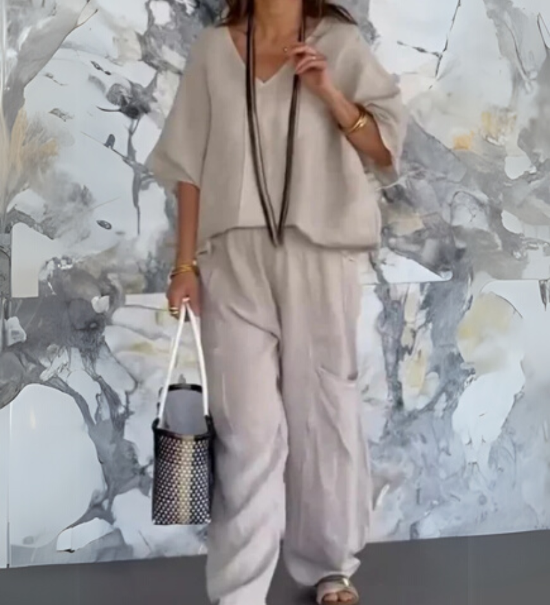 Sairela – Ensemble Décontracté En Coton Et Lin