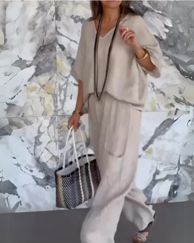 Sairela – Ensemble Décontracté En Coton Et Lin