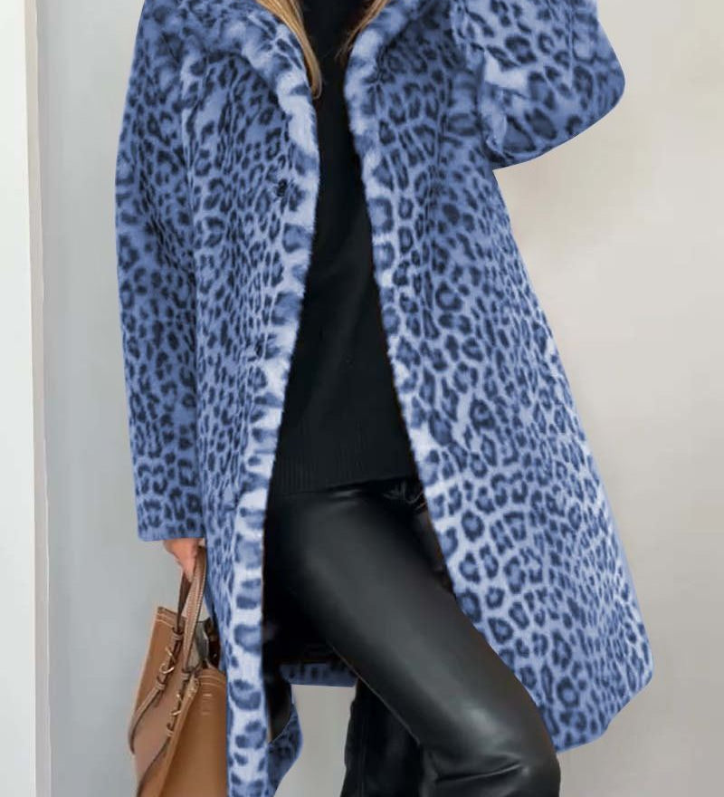 Leia - Manteau Long Doux À Motif Léopard