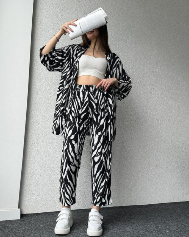 Denia - Chemise Imprimée Oversize Avec Pantalon
