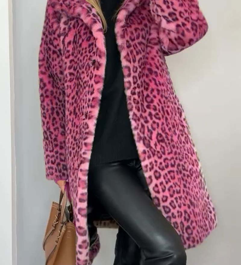 Leia - Manteau Long Doux À Motif Léopard