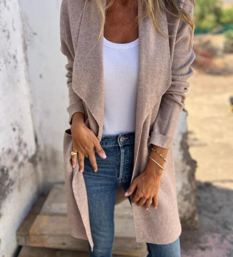 Eigona - Veste Cardigan Décontractée À Revers