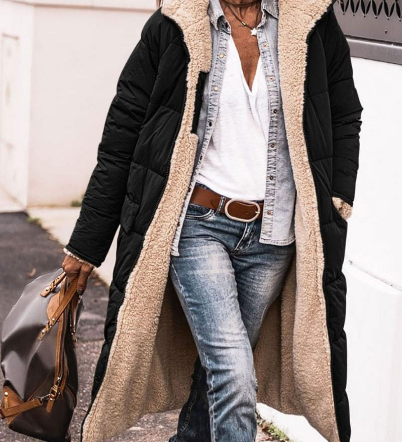 Annie - Manteau Long Réversible Doublé De Fourrure