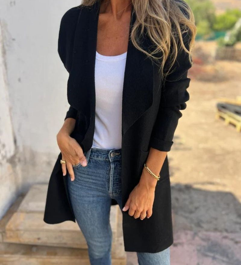 Eigona - Veste Cardigan Décontractée À Revers