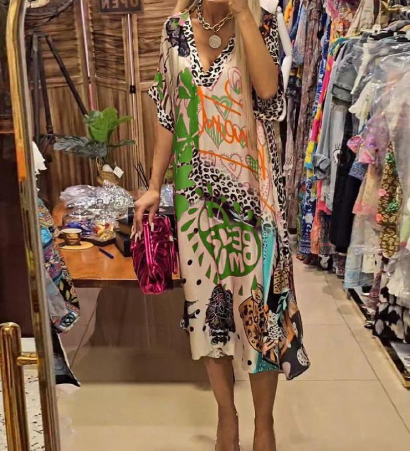 Lucira – Robe Décontractée À Imprimé Léopard Coloré