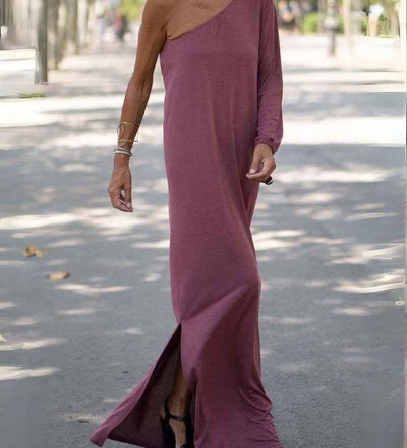 Luna - Robe Longue Asymétrique À Épaule Unique