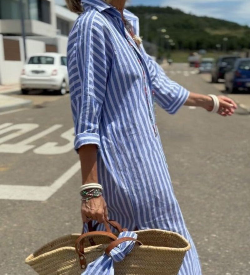 Colen - Robe Chemise Classique Rayée À Lacets