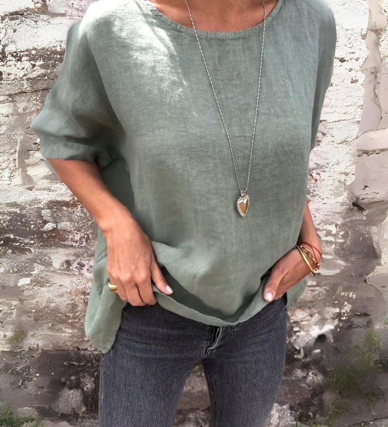 Baua - T-Shirt En Coton Et Lin À Col Rond