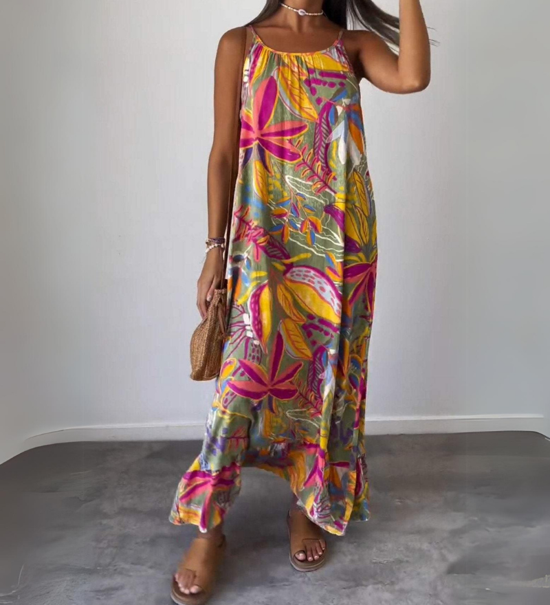 Merina – Robe Longue Imprimée Élégante et Légère
