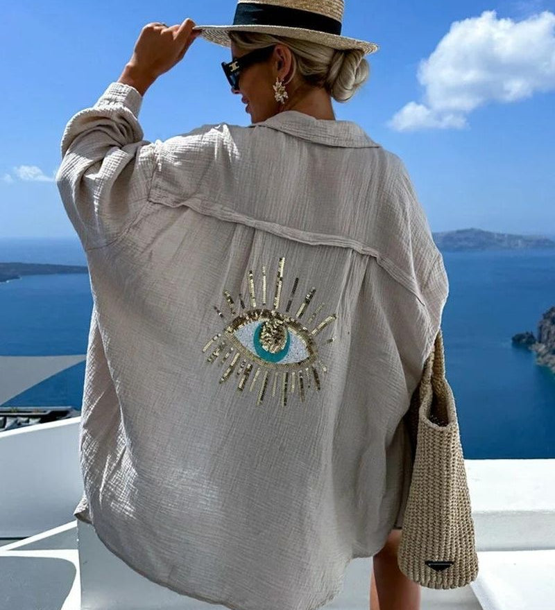 Soraya - Chemise Décontractée À Sequins Et Perles