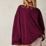 Bela Lucy - Pull Surdimensionné Rayé – Douceur et Allure Décontractée