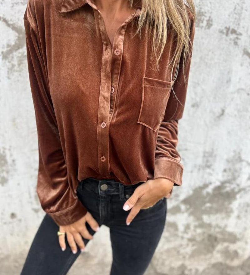 Catherine - Blouse Élégante En Velours