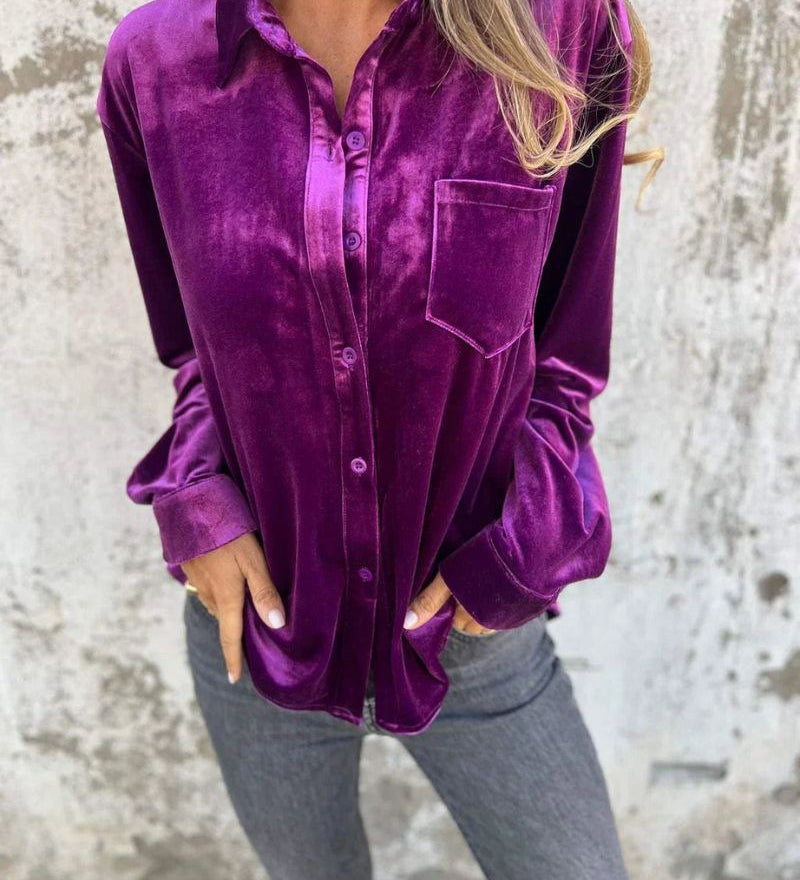 Catherine - Blouse Élégante En Velours