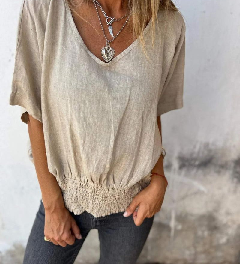 Liz - T-Shirt Cintré Confortable Avec Col En V