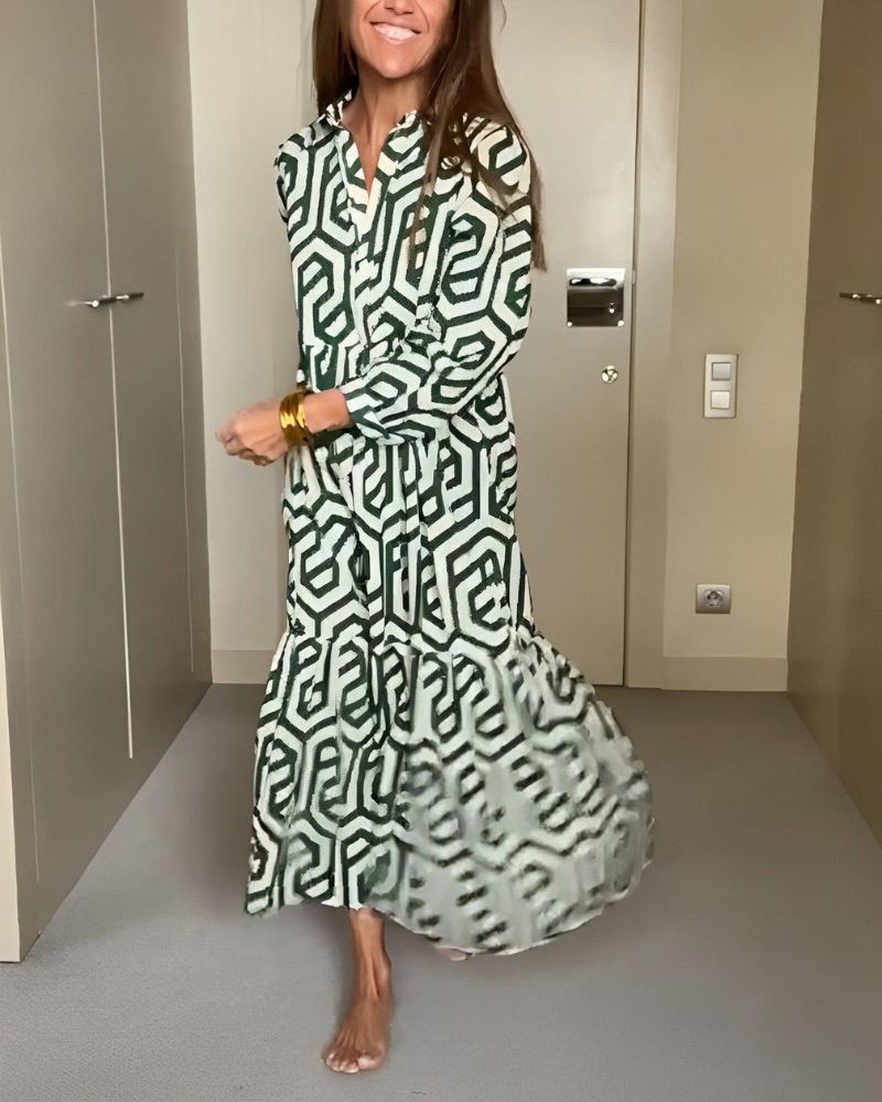 Bela Zien - Robe Élégante à Motifs – Style Chic et Intemporel