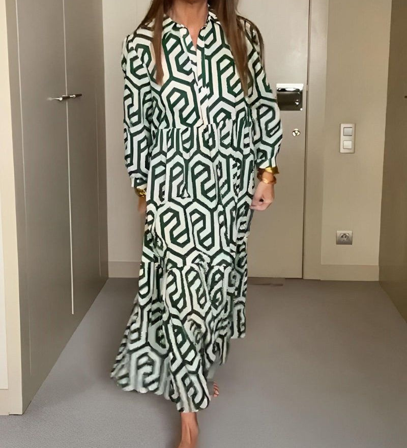 Bela Zien - Robe Élégante à Motifs – Style Chic et Intemporel
