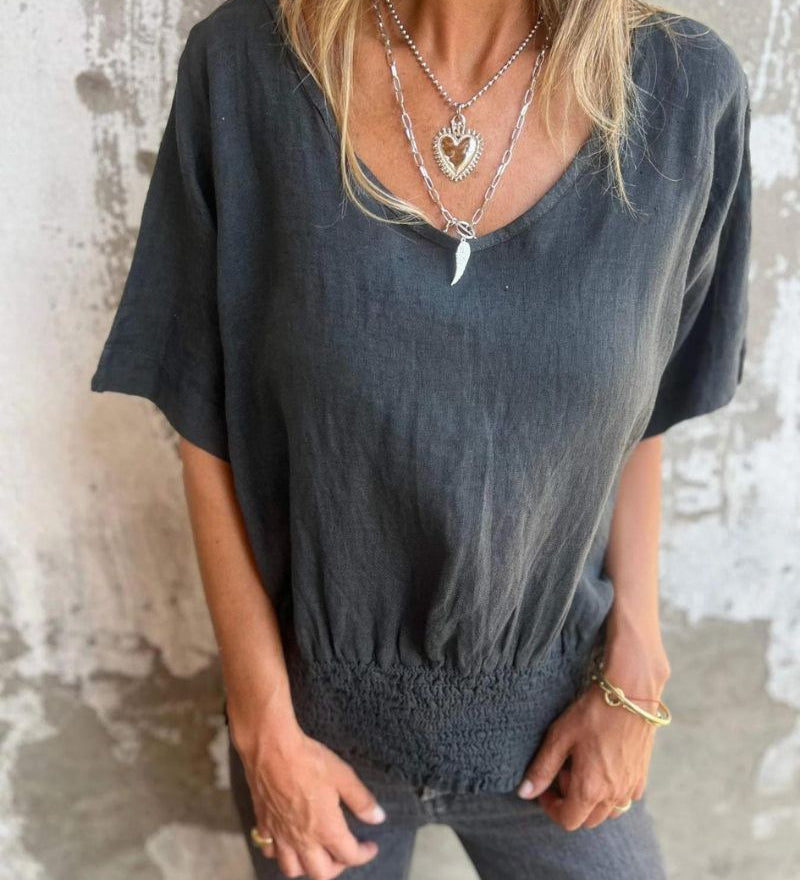 Bomia - T-Shirt Cintré Confortable Avec Col En V