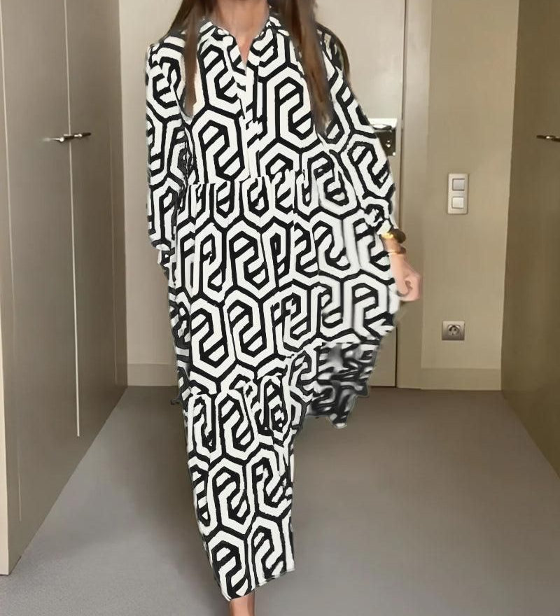 Bela Zien - Robe Élégante à Motifs – Style Chic et Intemporel