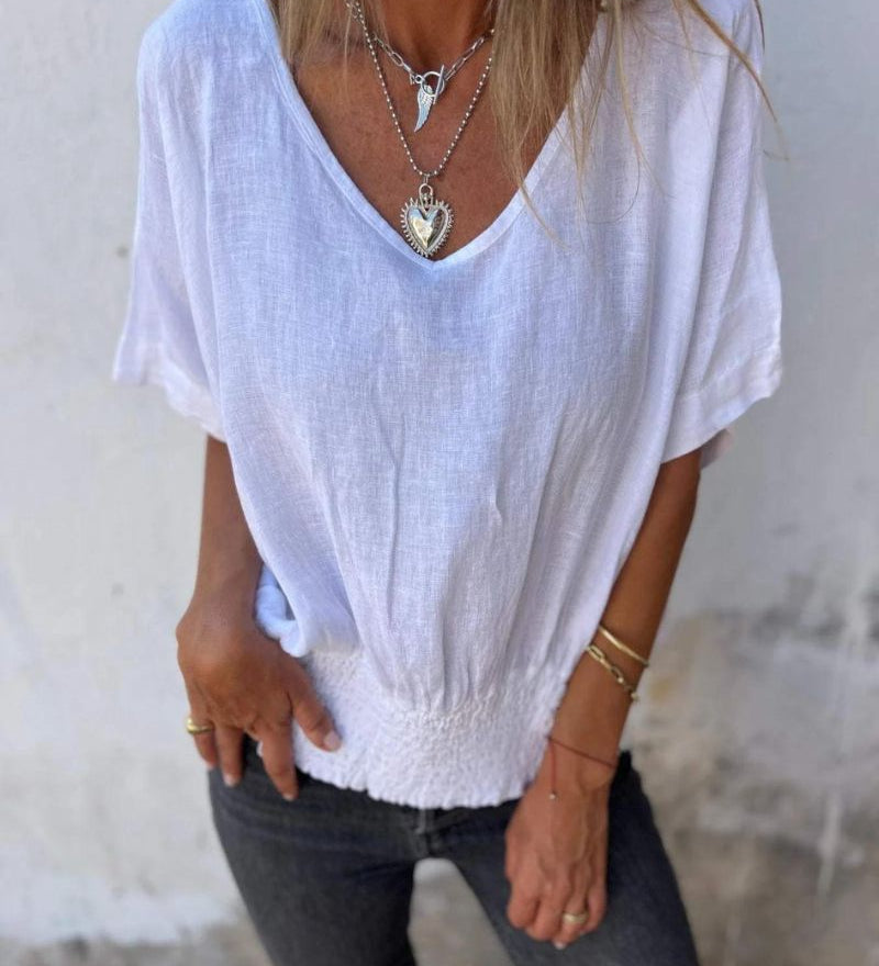 Bomia - T-Shirt Cintré Confortable Avec Col En V