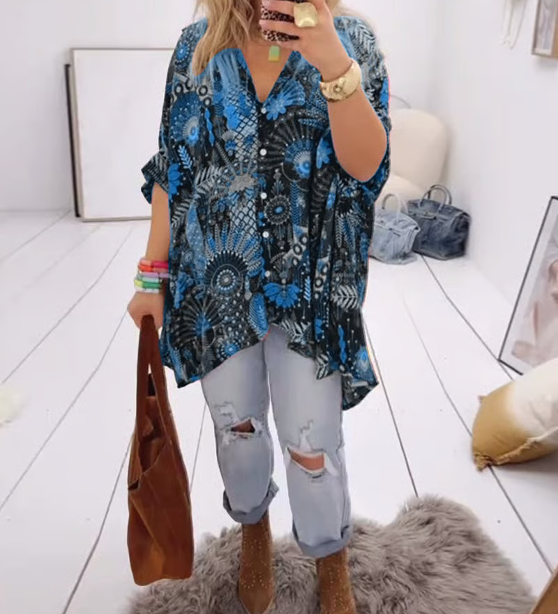 Marlena - Blouse Loose À Imprimé Bohème