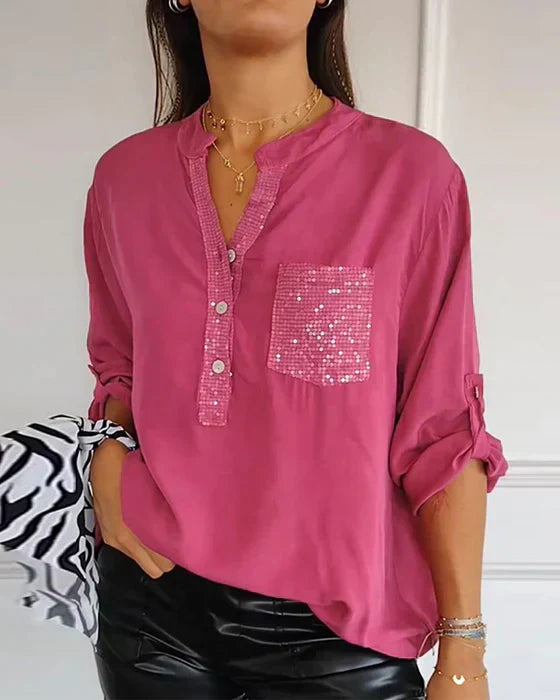 Eline - Chemise Élégante À Col En V