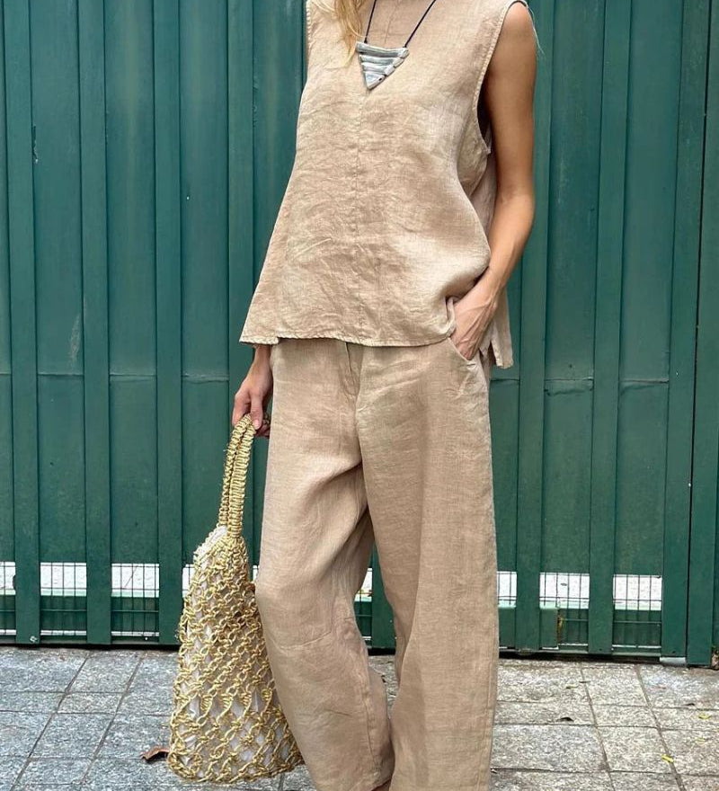 Lauia - Ensemble Sans Manches Et Pantalon En Coton Et Lin