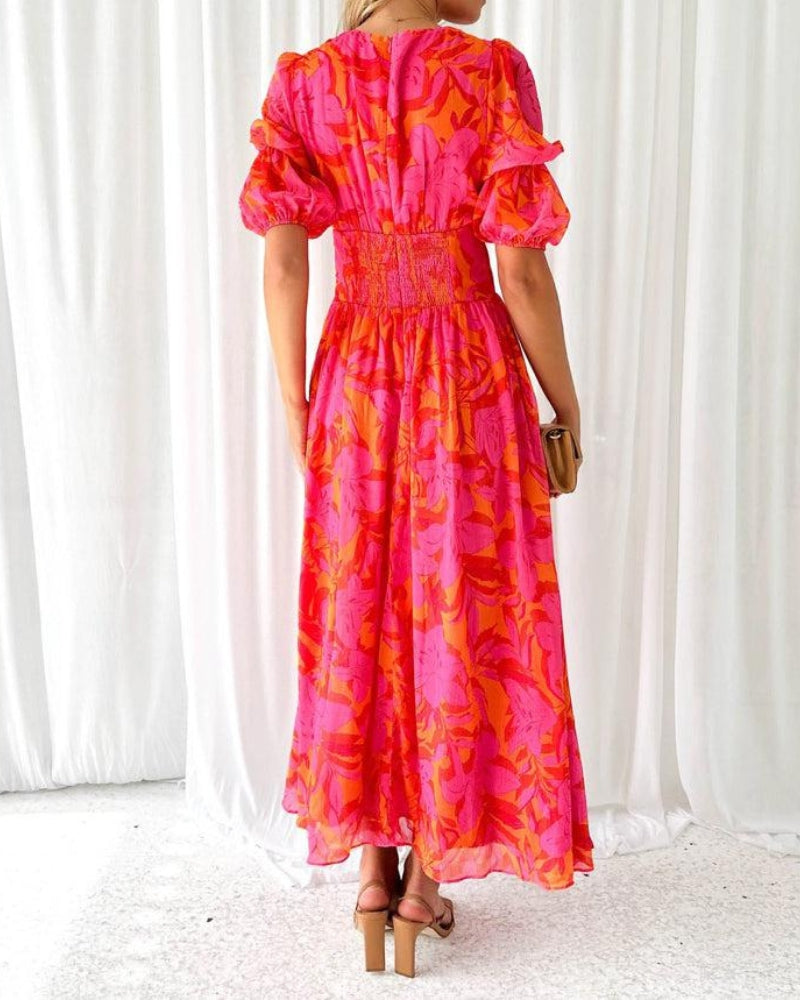 Bela Derana - Robe Longue Rouge Rosé – Allure Féminine et Moderne