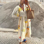 Anni – Robe en Lin Imprimée Bohème Chic