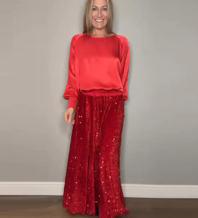 Bohème - Top Col Rond & Jupe Longue Pailletée