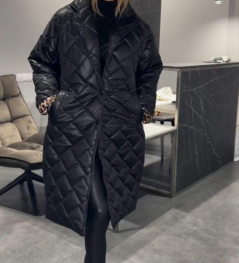 Diasy - Manteau Mi-Long Chic en Coton à Rever