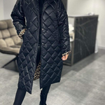 Diasy - Manteau Mi-Long Chic en Coton à Rever