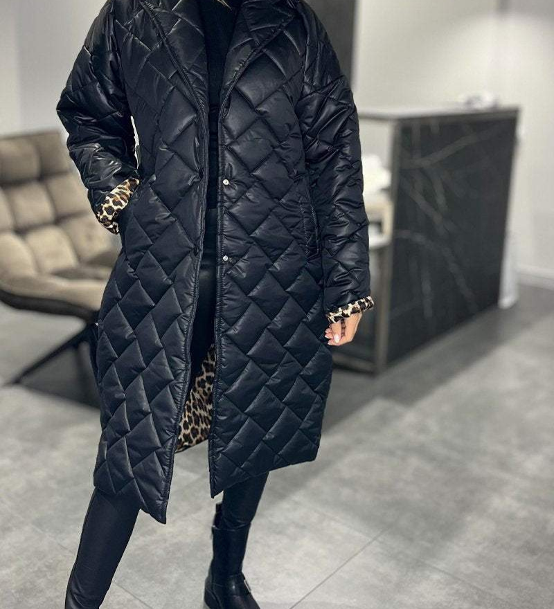 Diasy - Manteau Mi-Long Chic en Coton à Rever